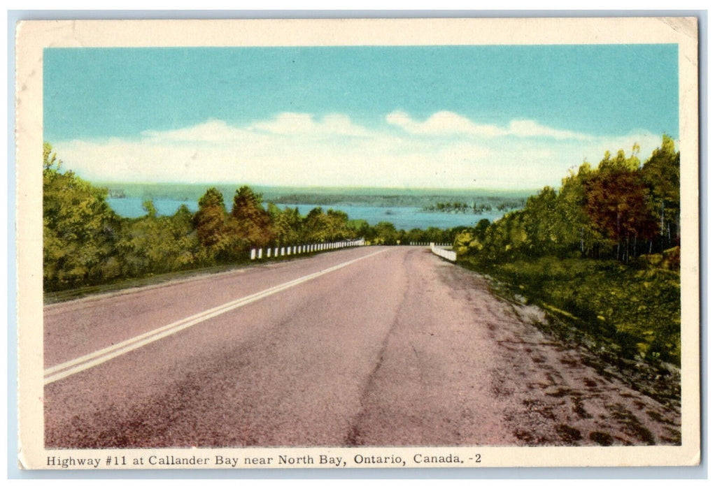 c1960's Highway 11 at Callander Bay Near North Bay Ontario Canada Postcard