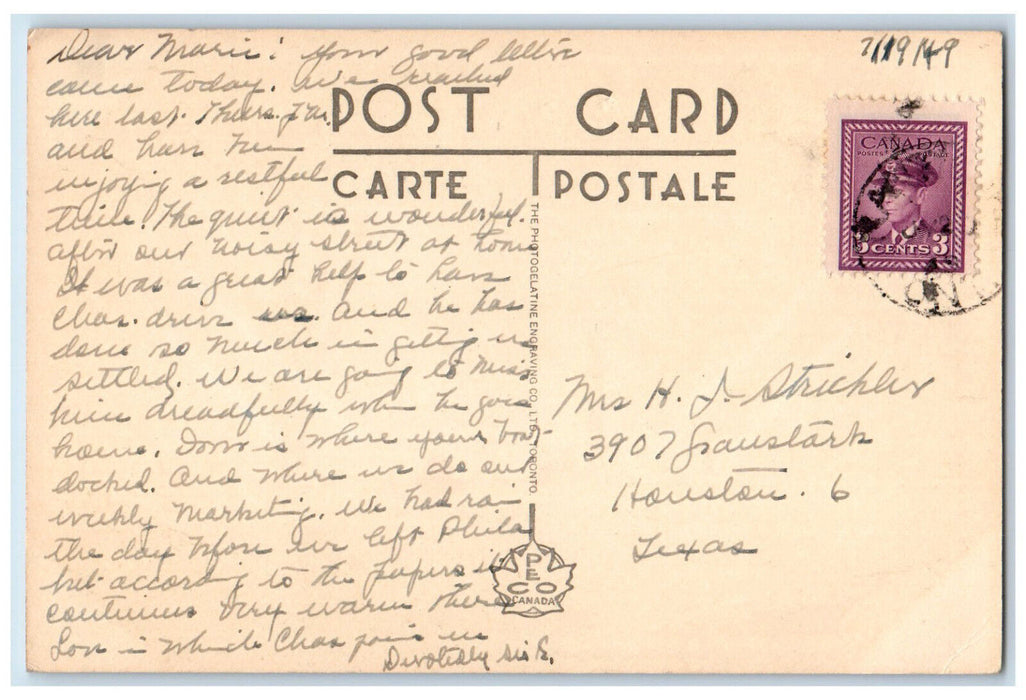 1949 The Elms Dovercourt Hotel Port Dover Ontario Canada Posted Postcard
