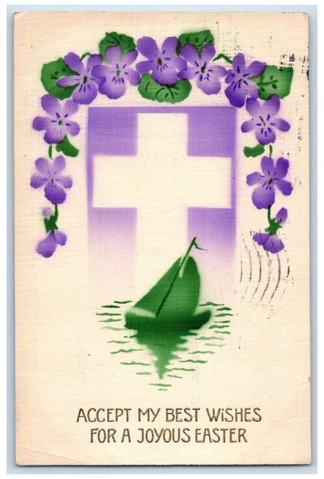 c1910's Joyous Easter Holy Cross Flowers Warsaw Indiana IN Antique Postcard