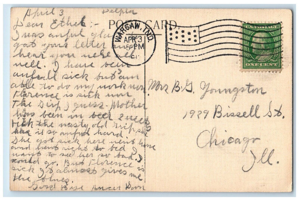 c1910's Joyous Easter Holy Cross Flowers Warsaw Indiana IN Antique Postcard