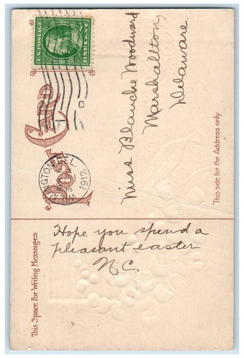 1912 Easter White Flowers River Bridge Scene Embossed Wilmington DE Postcard
