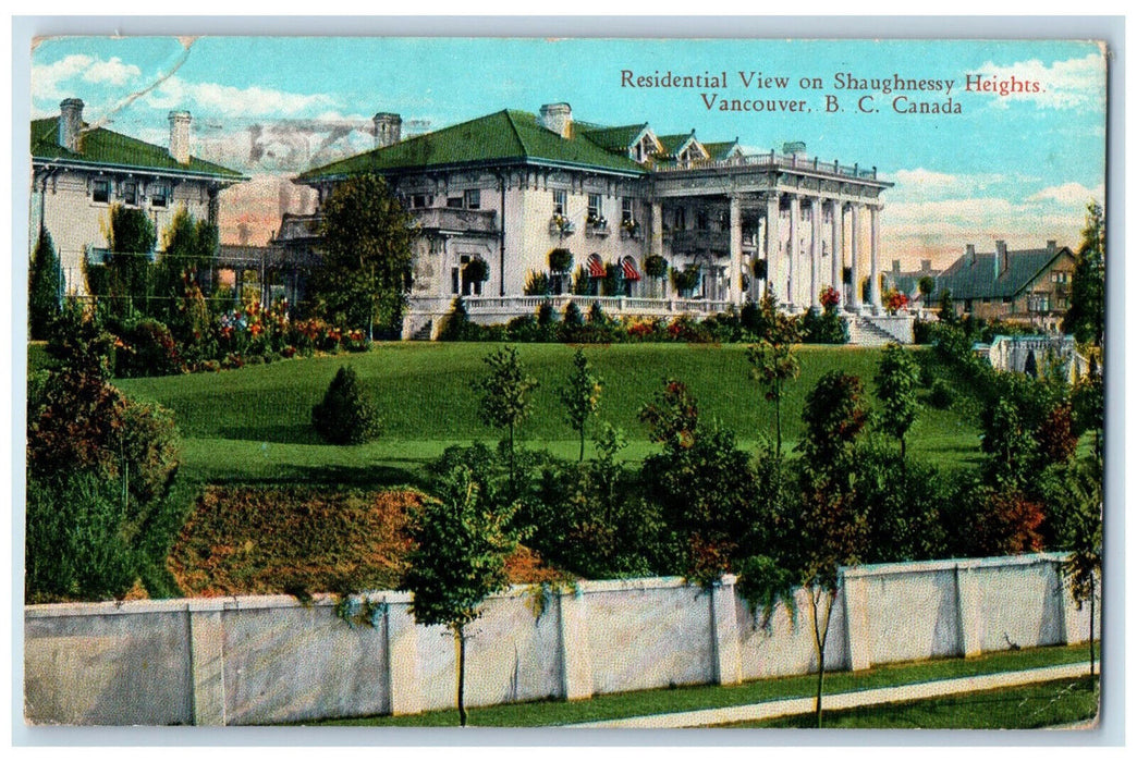 1929 Residential View of Shaughnessy Heights Vancouver Canada Postcard