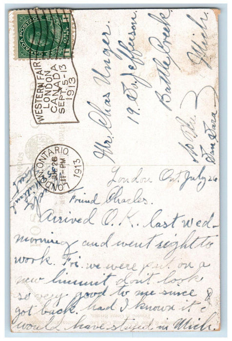 1913 The Pond Queens Park London Ontario Canada Antique Posted Postcard