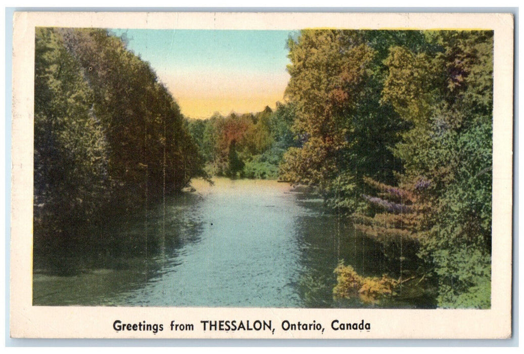 c1940's Greetings from Thessalon Ontario Canada Vintage Posted Postcard