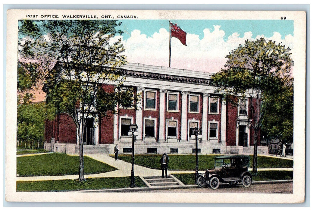 c1920's Post Office Walkerville Ontario Canada Vintage Posted Postcard