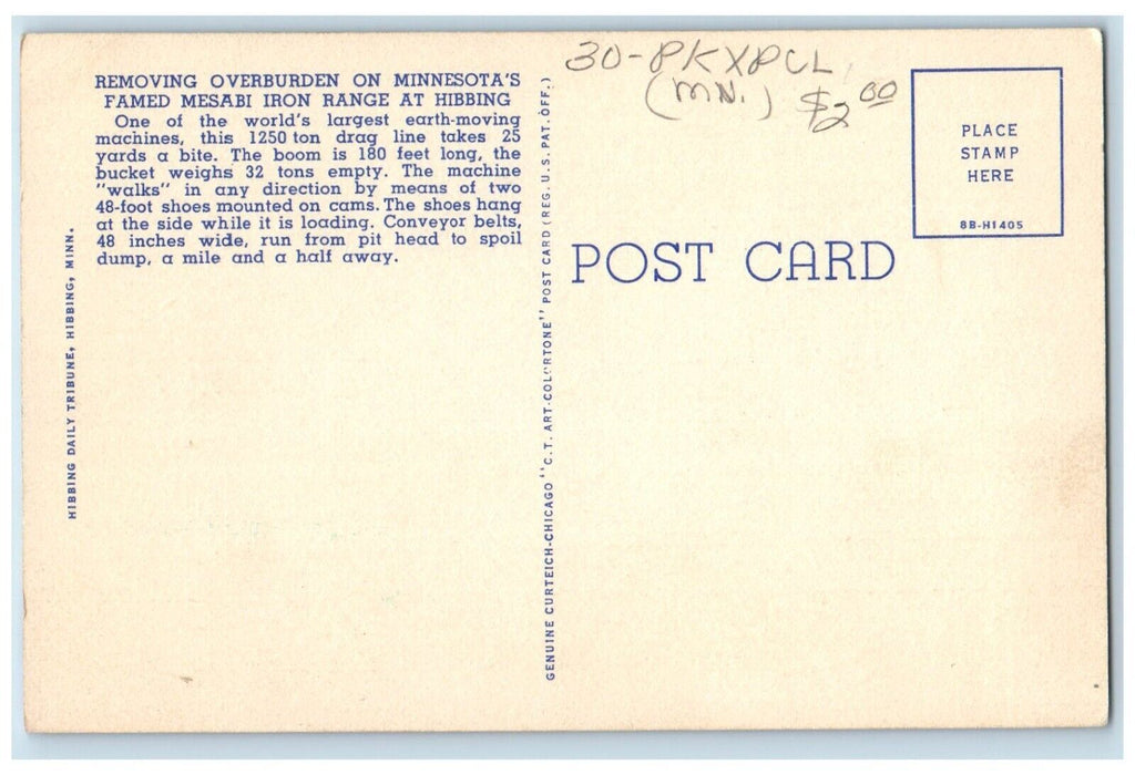 c1940 Removing Overburden Minnesota's Iron Range Hibbing Minnesota MN Postcard