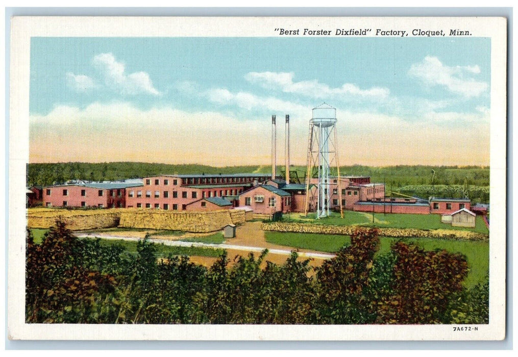 c1940 Overlooking Berst Forster Dixfield Factory Cloquet Minnesota MN Postcard