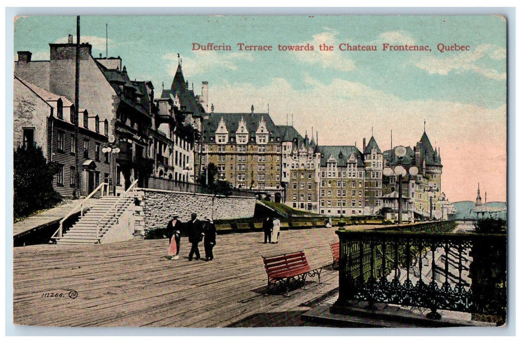 c1910 Dufferin Terrace Towards The Chateau Frontenac Quebec Canada Postcard