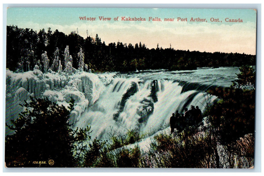 c1910 Winter View of Kakabeka Falls Near Port Arthur Canada Ontario Postcard