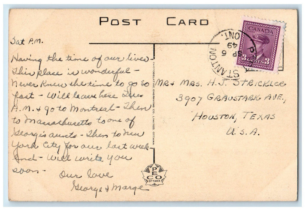 1949 Wildwood Amusement Hall Wildwood Inn Sparrow Lake Ontario Canada Postcard