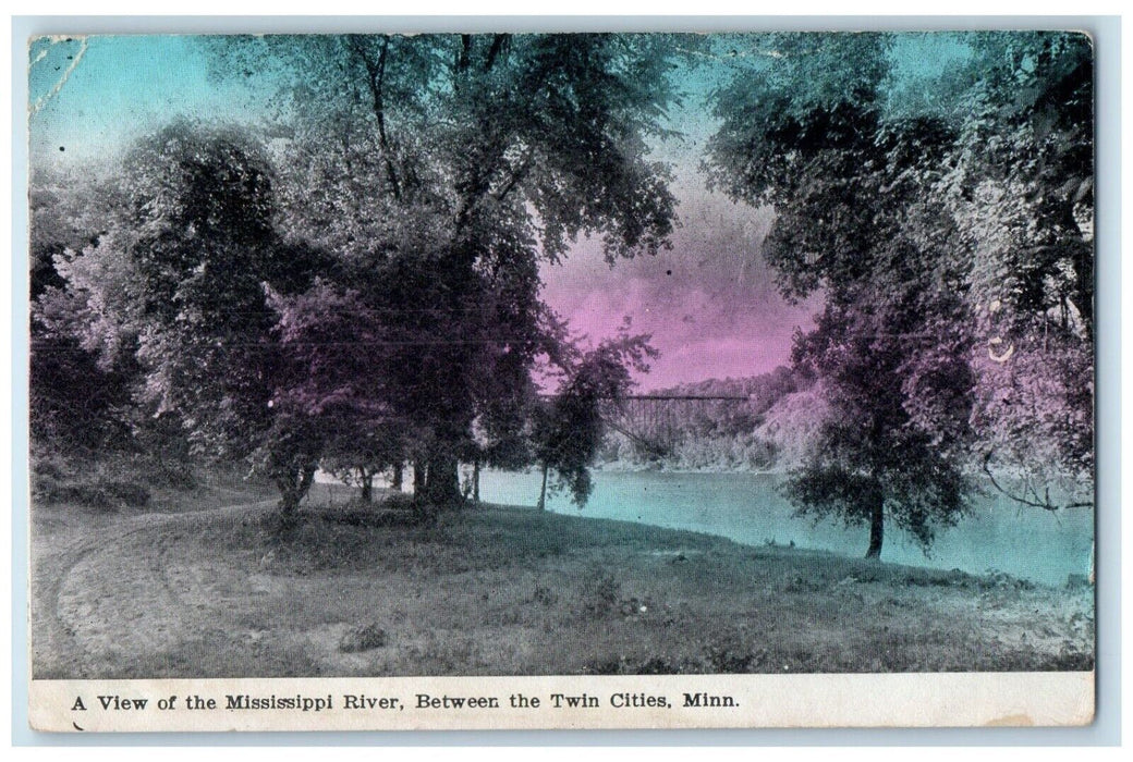 c1910 View Mississippi River Between Twin Cities Minnesota MN Vintage Postcard