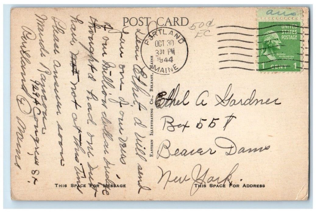 1944 Wingate Hall University Maine Exterior Building Field Orono Maine Postcard