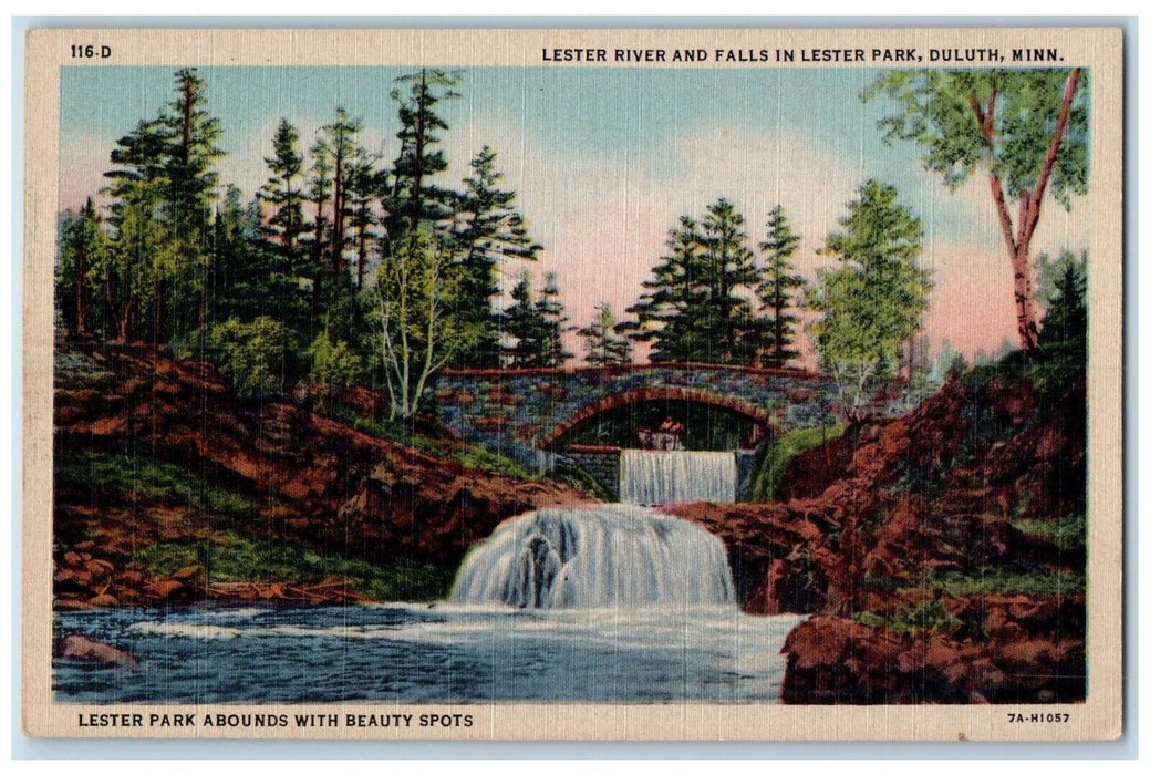 c1940 Scenic Lester River Falls Lester Park Duluth Minnesota MN Vintage Postcard