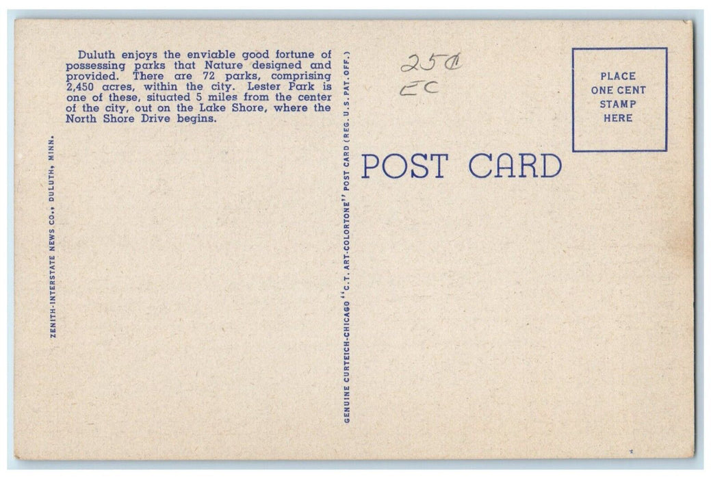 c1940 Scenic Lester River Falls Lester Park Duluth Minnesota MN Vintage Postcard