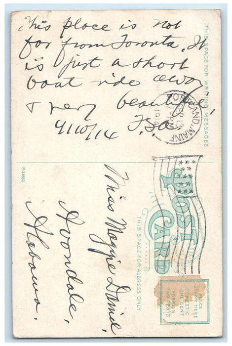 1914 Bathing Scene Arriving at Crystal Beach Canada Antique Postcard