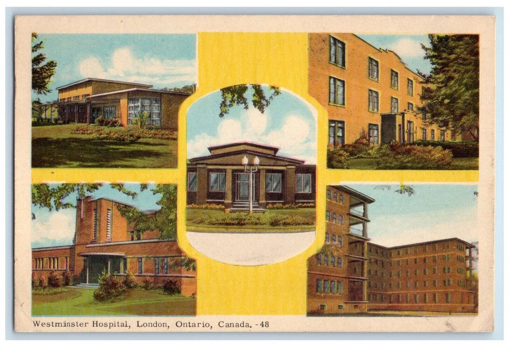 1952 Westminster Hospital London Ontario Canada Vintage Multiview Postcard