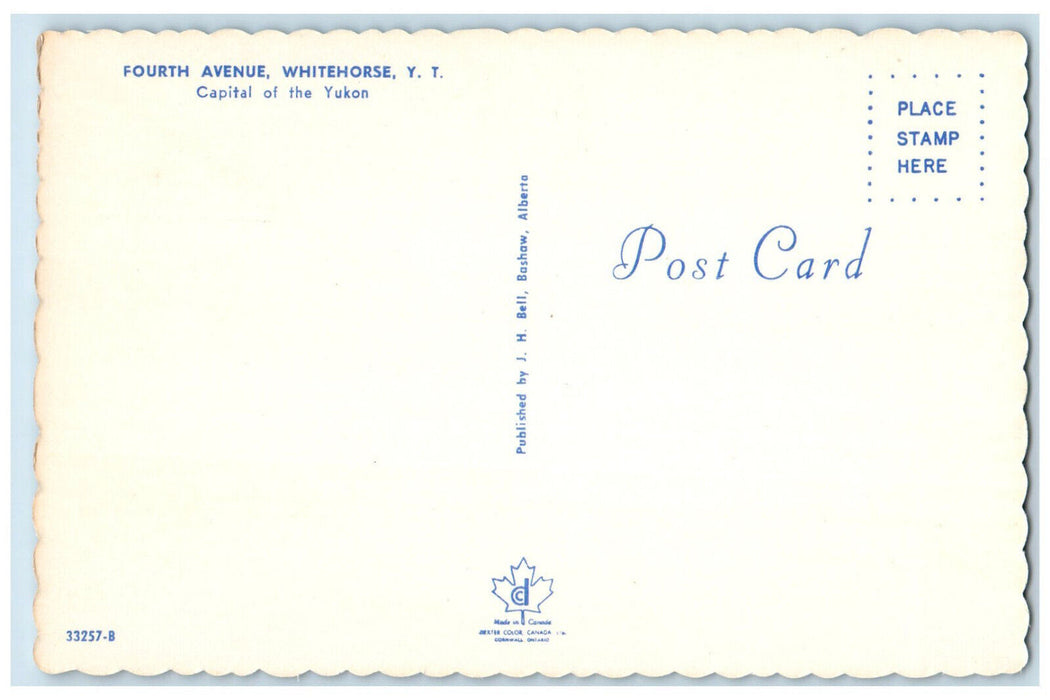 c1950's Fourth Avenue Whitehorse Y.T. Capital of the Yukon Canada Postcard