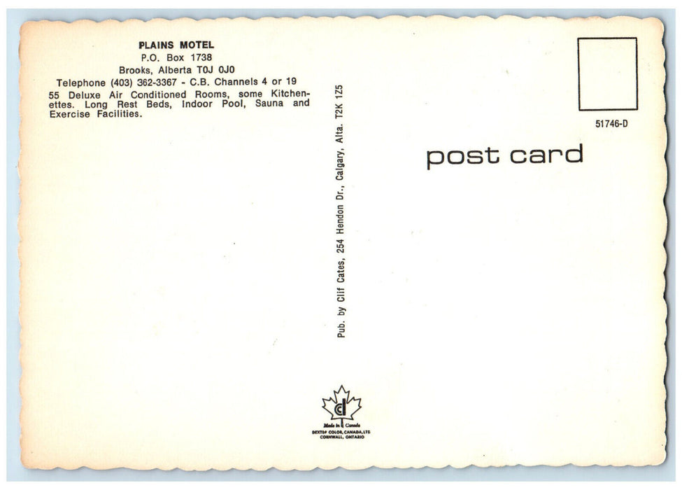 c1960's Plains Motel Brooks Alberta Canada Multiview Vintage Postcard