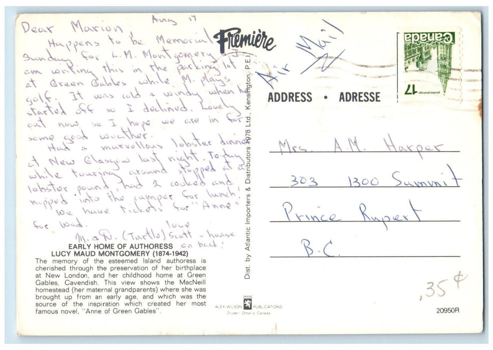 c1960's Anne of Green Gables Cavendish Prince Edward Island Canada Postcard