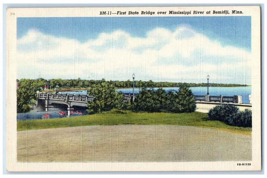 c1940 First State Bridge Mississippi River Bemidji Minnesota MN Antique Postcard