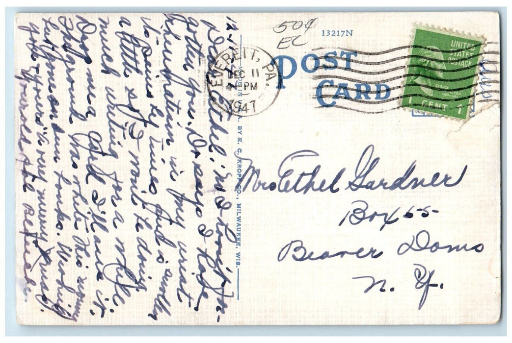 1947 Aerial View Across River Stillwater Minnesota MN Vintage Antique Postcard