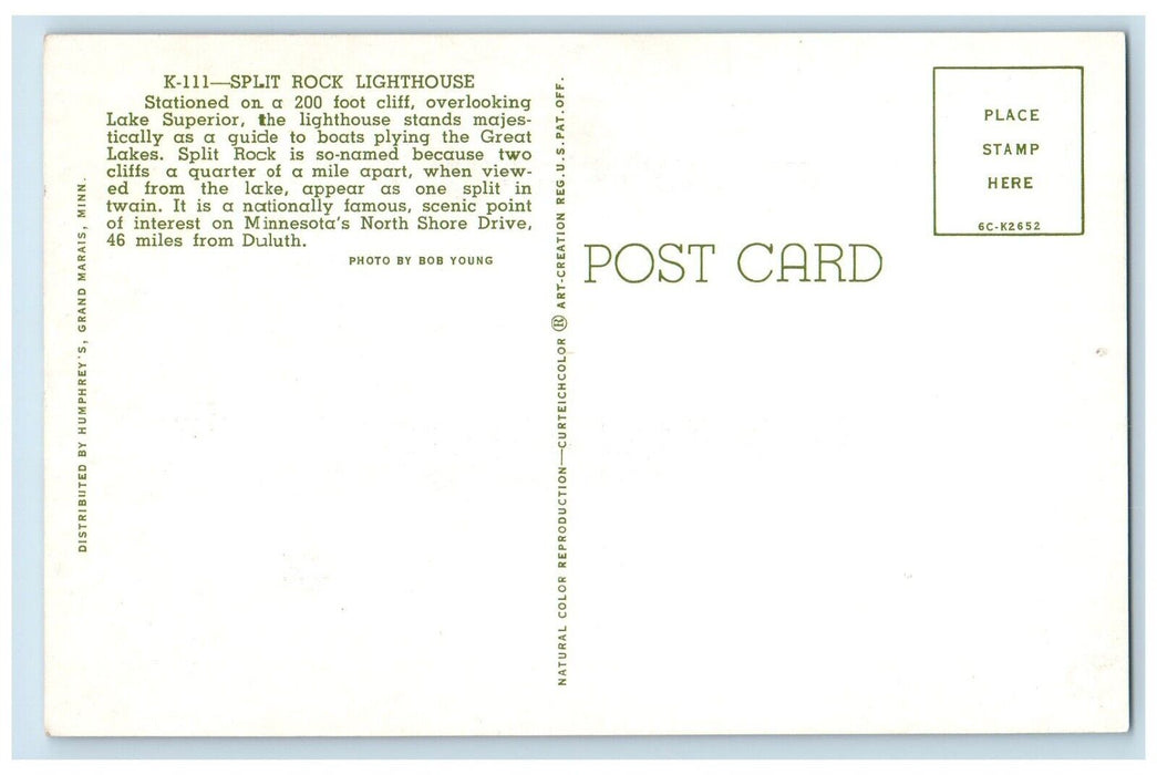 1960 Scenic View Split Rock Lighthouse Duluth Minnesota Vintage Antique Postcard
