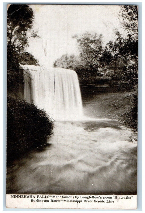 1911 Hiawatha Mississippi River Minnehaha Falls Minnesota MN Vintage Postcard