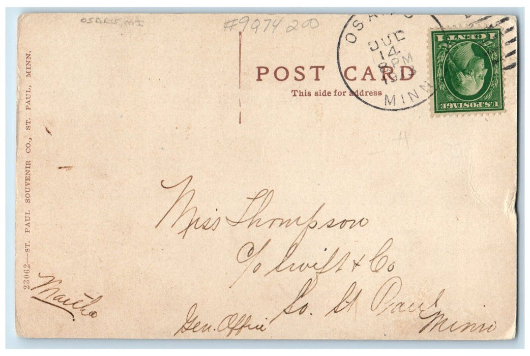 c1913 Looking West Park Pier Lake Osakis Minnesota MN Vintage Antique Postcard