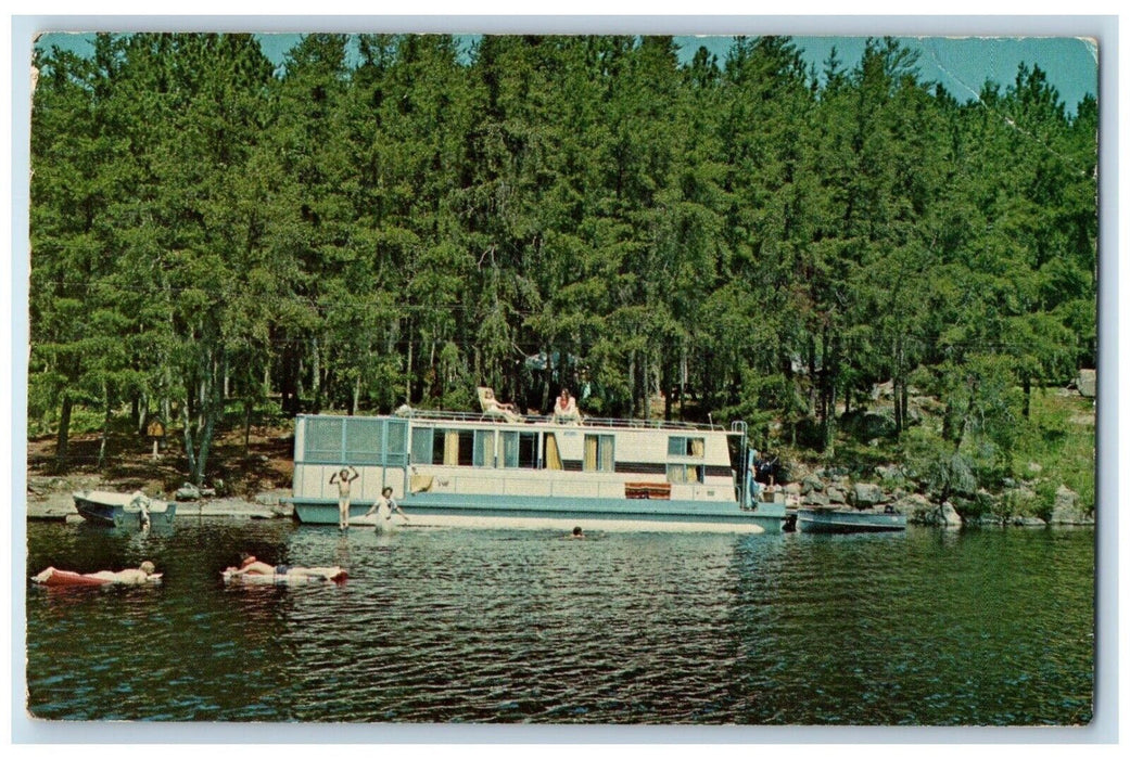 1960 Northernaire Floating Lodges International Falls Minnesota Antique Postcard