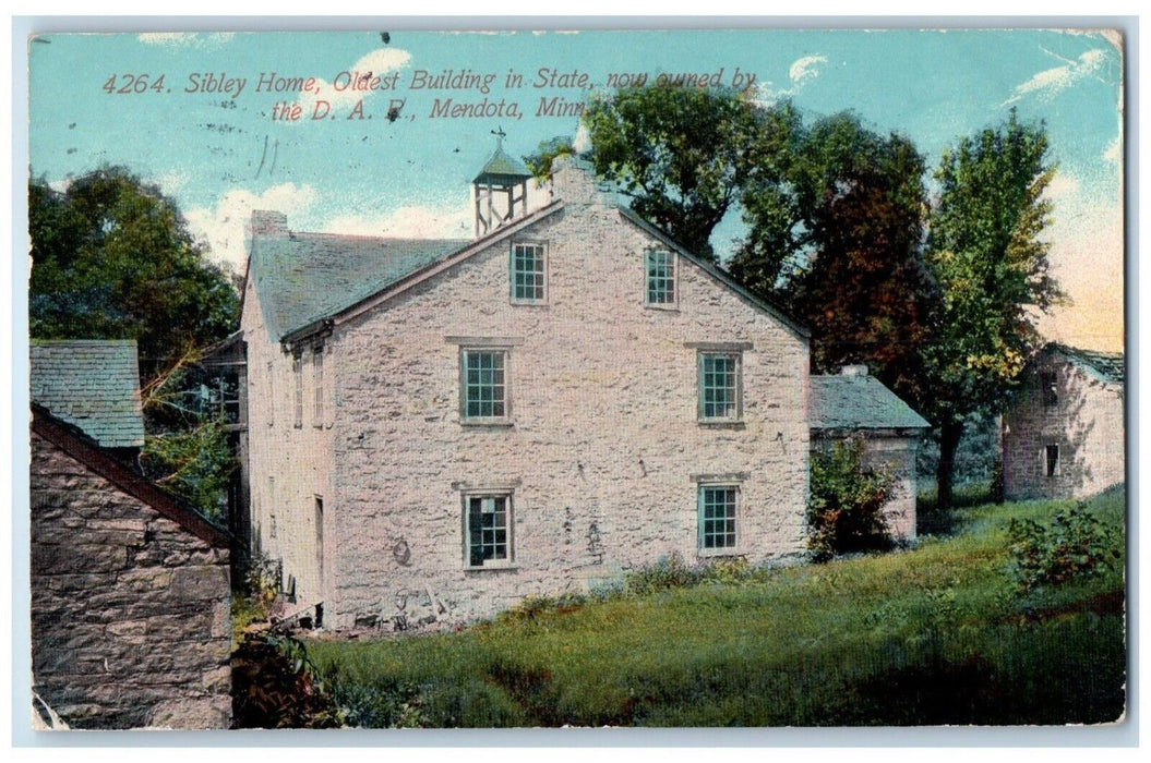 1911 Exterior View Sibley Home Oldest Building State Mendota Minnesota Postcard
