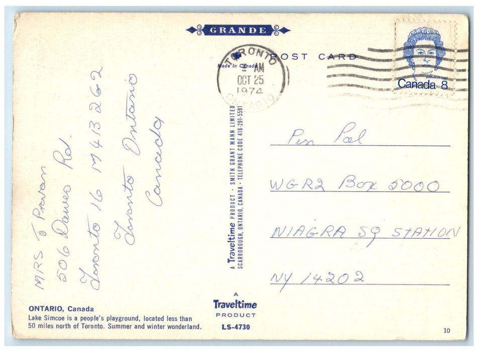 1974 A Place to Stand Playground of Lake Simcoe Ontario Canada Postcard