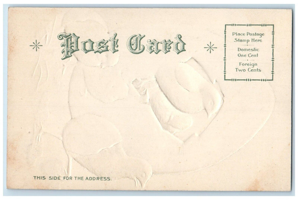 c1905 Happy Easter Hatched Egg Chicks Embossed Nash Unposted Antique Postcard