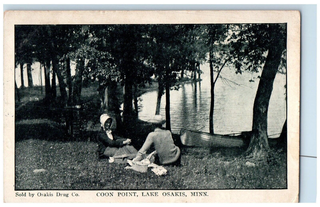 1908 Coon Point Lake River Picnic Trees Osakis Minnesota Posted Vintage Postcard