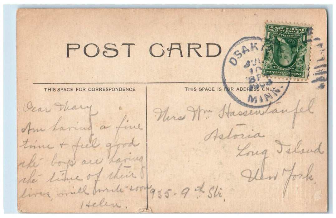 1908 Coon Point Lake River Picnic Trees Osakis Minnesota Posted Vintage Postcard