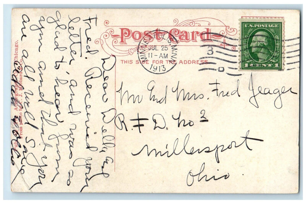 1913 Pavilion Lake Harriet Night Moon Minneapolis Minnesota MN Vintage Postcard
