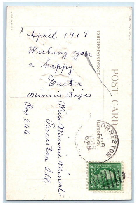 1917 Easter Tide Flowers Art Nouveau Forreston Illinois IL Antique Postcard