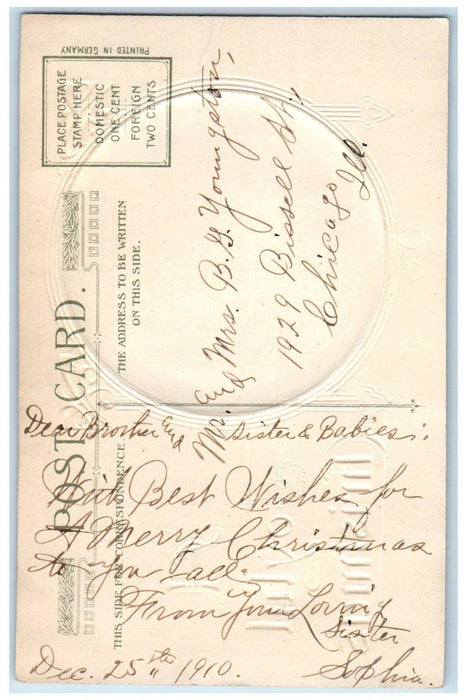 c1910's Christmas Winter Pine Trees Winsch Back Embossed Chicago IL Postcard