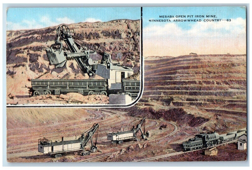 1940 Mesaba Open Pit Iron Mine Minnesota Arrowhead Country Minnesota MN Postcard