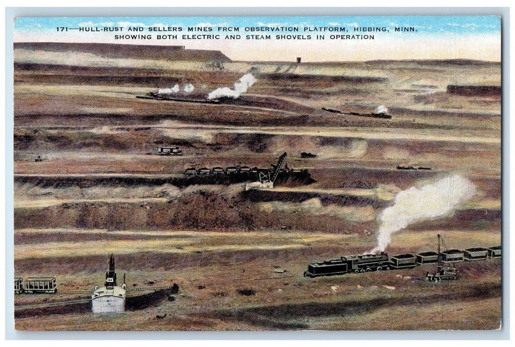 c1940 Hull Rust Sellers Mine Observation Platform Hibbing Minnesota MN Postcard