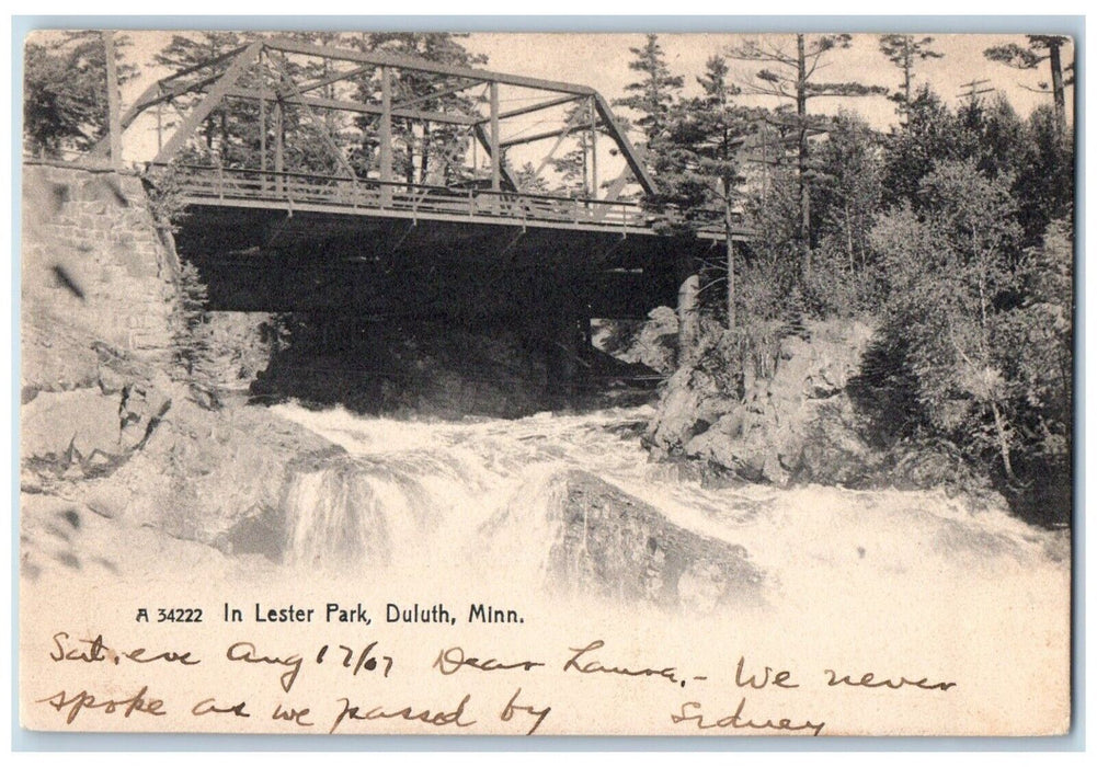 1907 Lester Park Rustic Bridge Duluth Minnesota Posted Antique Vintage Postcard