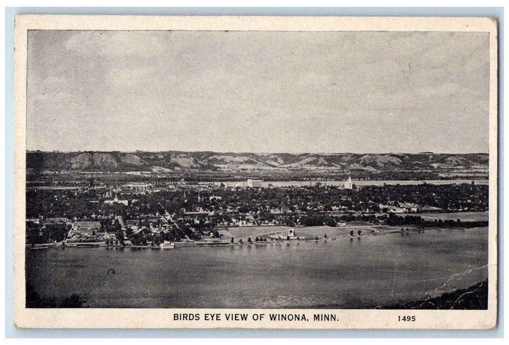 c1940 Birds Eye View Winona Lake Minnesota MN Antique Unposted Vintage Postcard