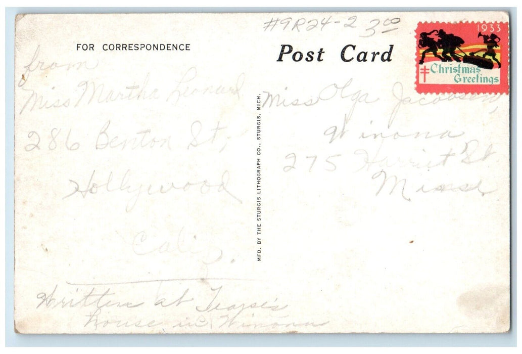 c1940 Birds Eye View Winona Lake Minnesota MN Antique Unposted Vintage Postcard