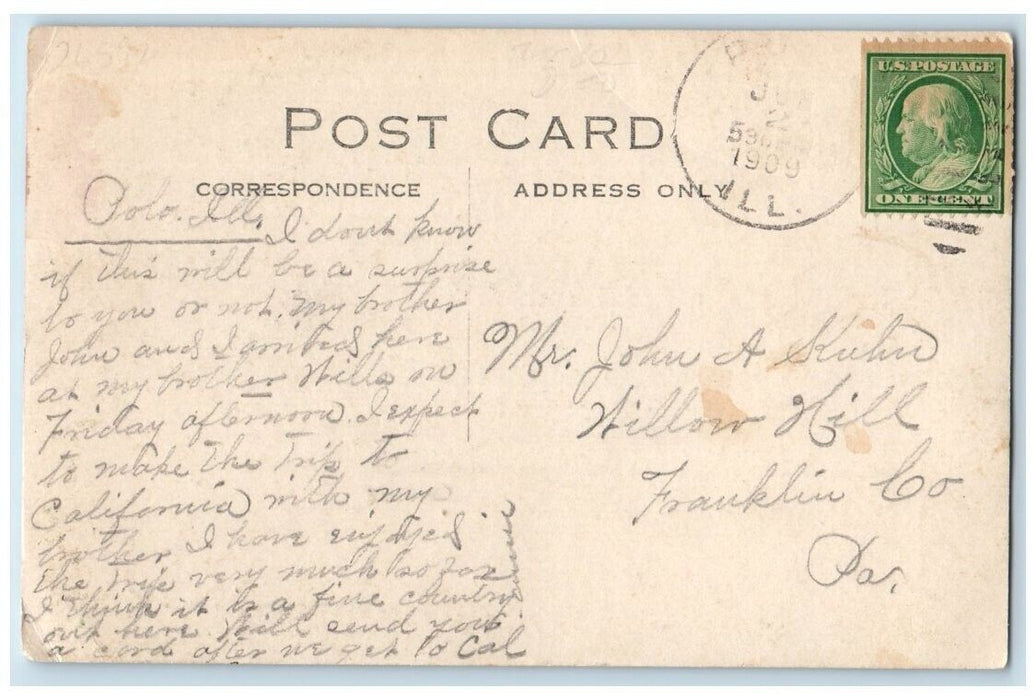 1909 CB&Q Railroad Bridge Pine Creek View Near Polo IL RPPC Photo Postcard
