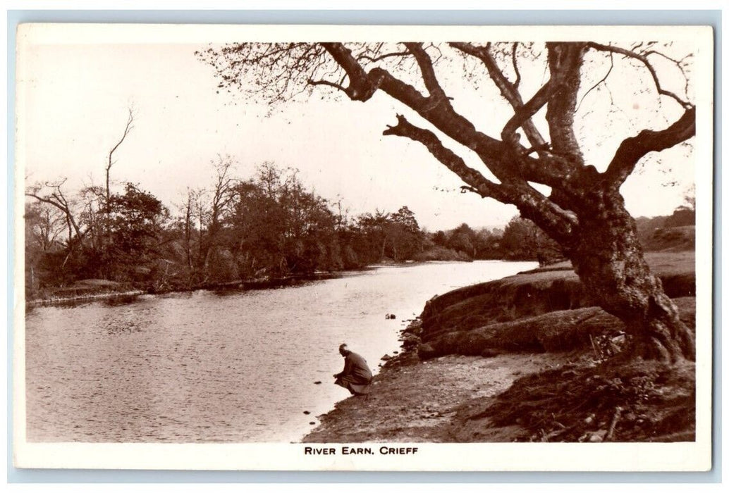 c1920's River Earn View Crieff Scotland United Kingdom RPPC Photo Postcard