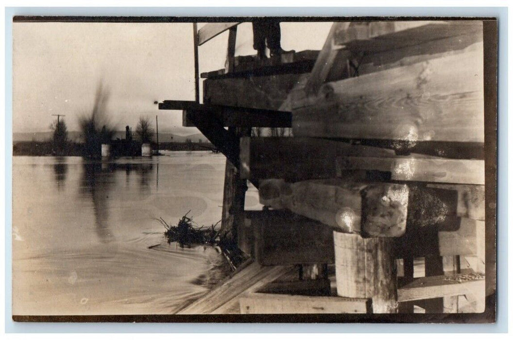 c1910's Broken Bridge After River Flood Yakima Washington WA RPPC Photo Postcard