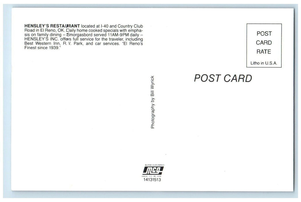 c1960 Hensley's Restaurant Country Club Multiview Interior Oklahoma OK Postcard