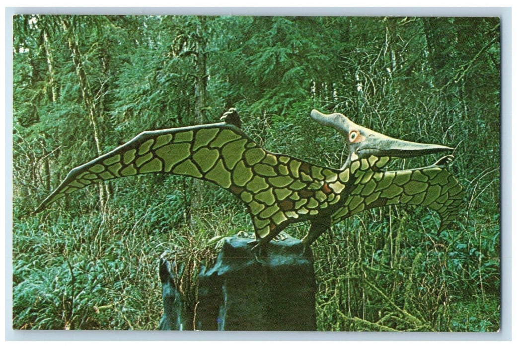 c1960 Pteranodon Winged Toothless Reptile Statue Prehistoric Oregon OR Postcard
