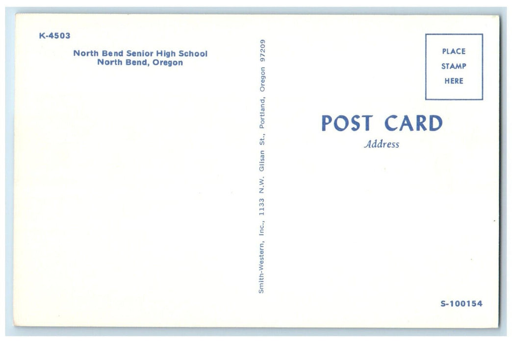 c1960 North Bend Senior High School Exterior Building North Bend Oregon Postcard