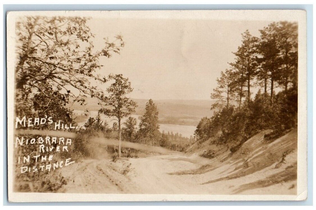1912 Mead's Hill Niobrara River View Nebraska NE RPPC Photo Posted Postcard