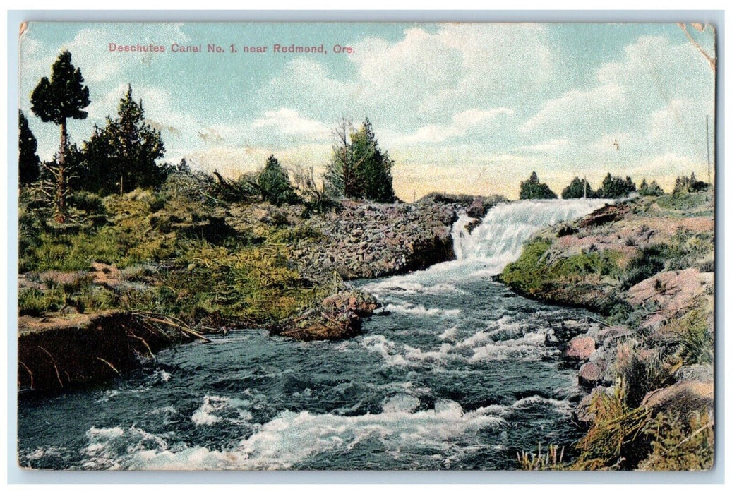c1910 Deschutes Canal No. 1 River Lake Falls Rocks Cliff Redmond Oregon Postcard